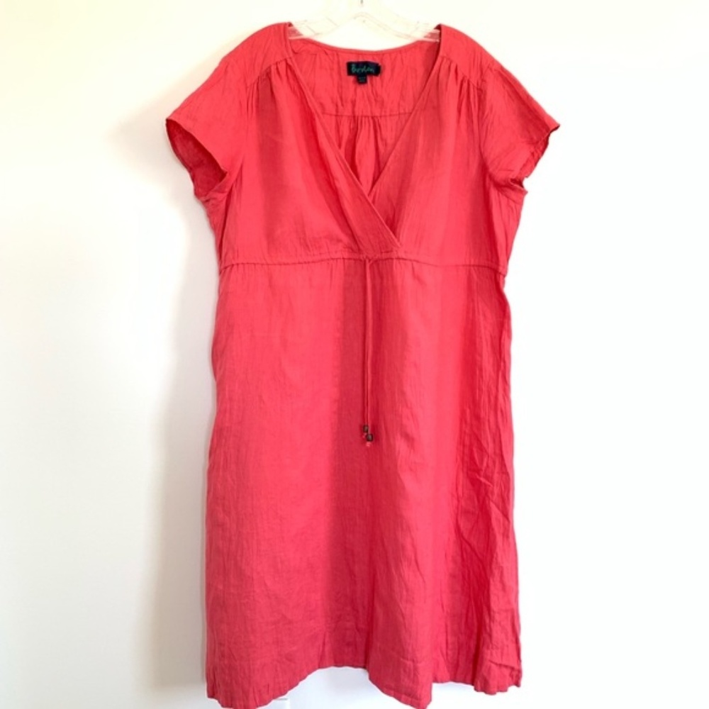 Boden V-neck Pink Linen Dress 20R